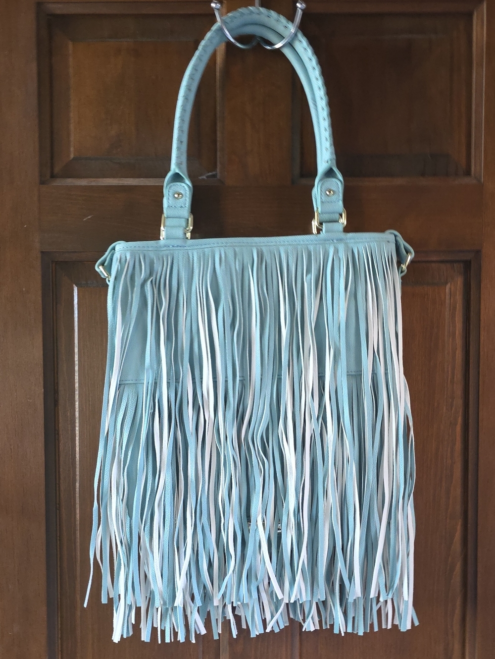 Funky Fringed Light Blue Steve Madden Shoulder/Hand Bag Purse